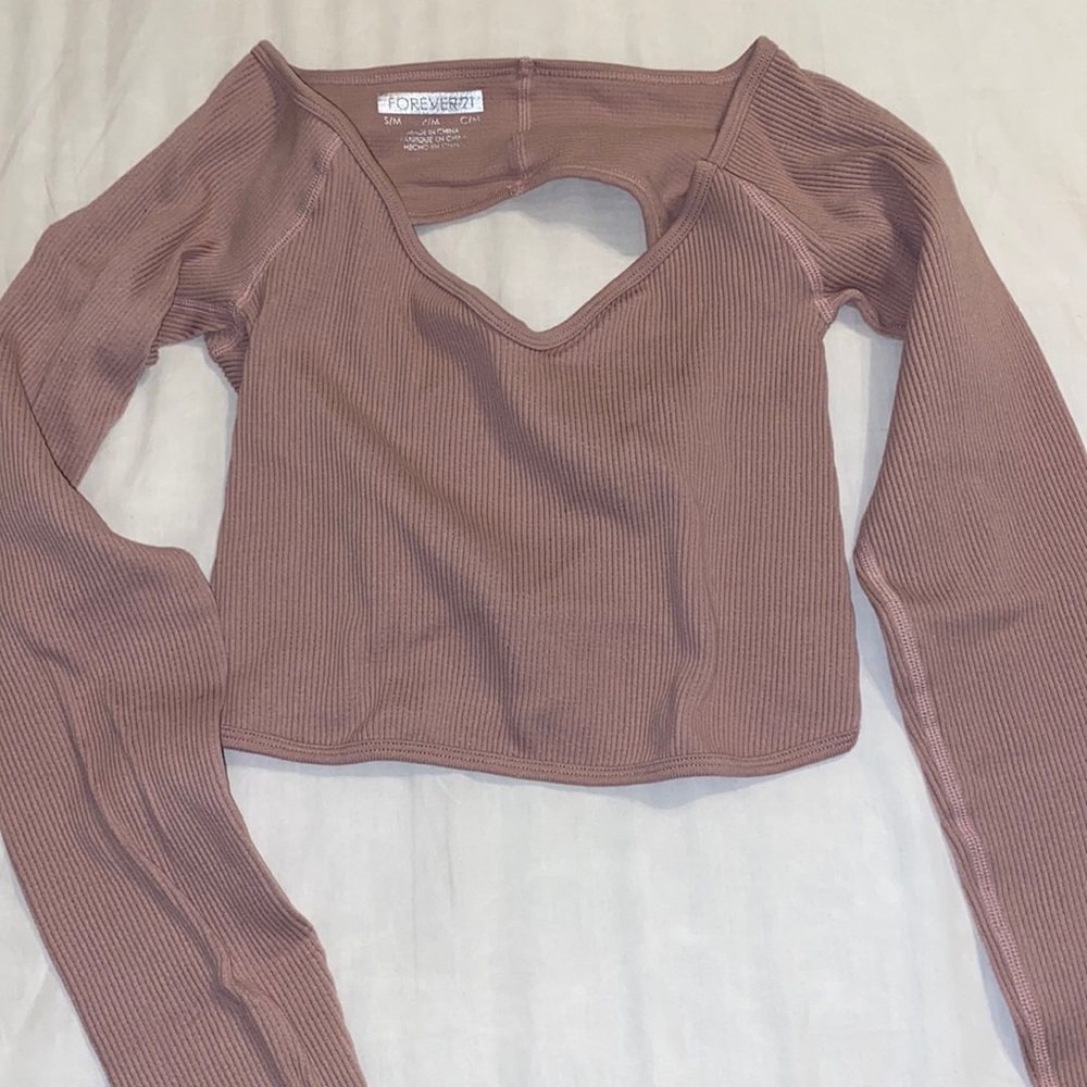 Forever 21 open back long sleeve crop top
